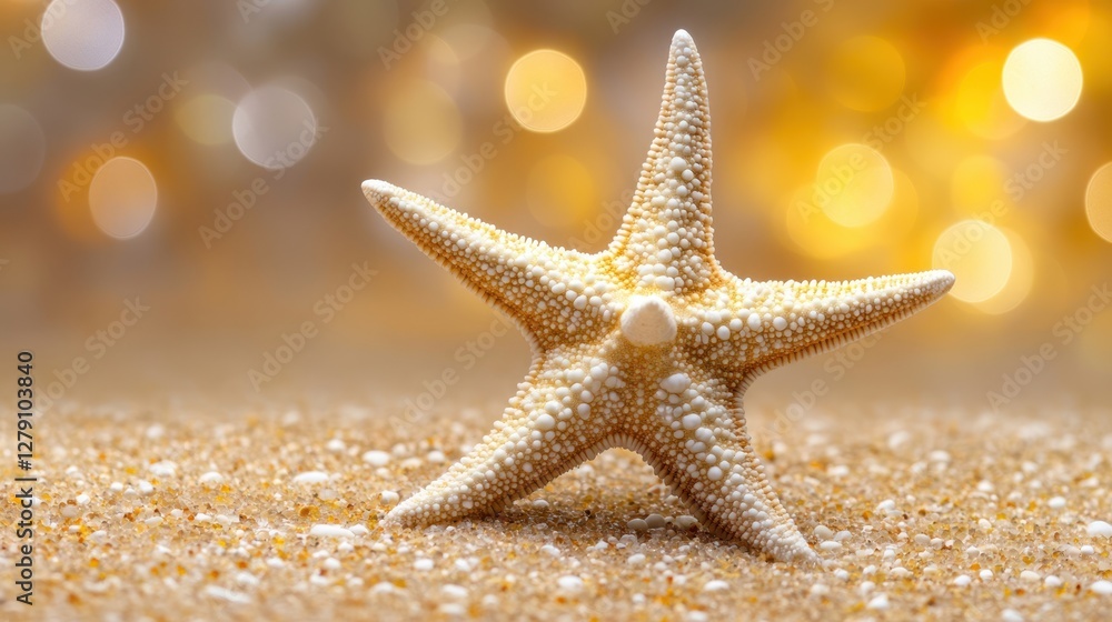 A vibrant starfish rests elegantly on a sandy beach, showcasing its unique texture and color, perfectly blending with the natural coastal environment. A vibrant starfish rests elegantly on a sandy beach, showcasing its unique texture and color, perfectly blending with the natural coastal environment.