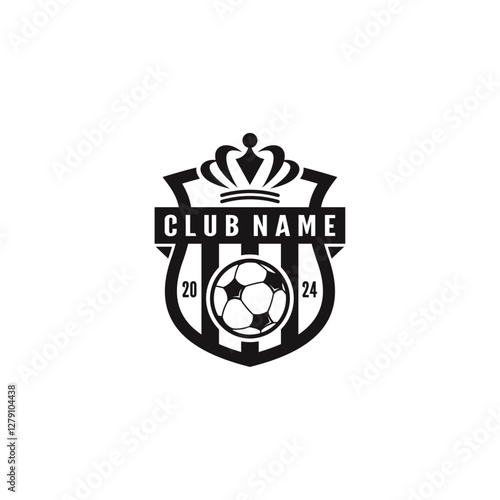 Stripes soccer club emblem with crown logo vector