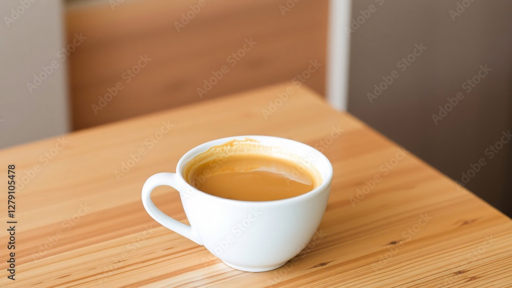 Aromatic Cup of Coffee on Wooden Table Aromatic Cup of Coffee on Wooden Table