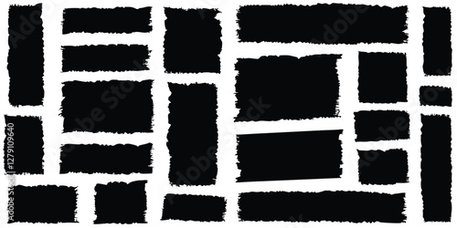 Punk Grunge Torn Paper Vector Set: Jagged Ripped Edges, Scrapbook Collage & Distressed Newspaper Templates