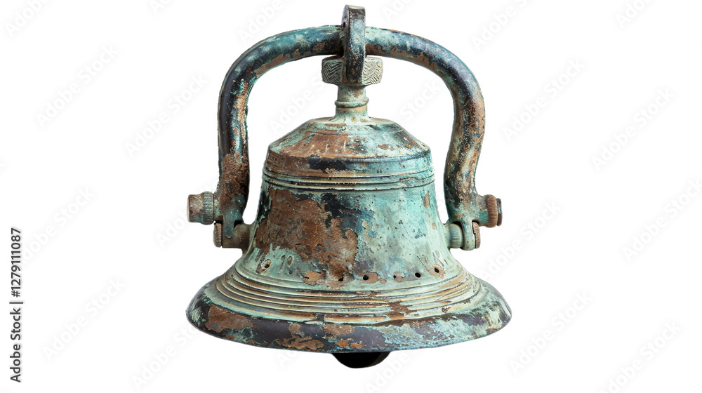 Rustic Brass Bell on transparent background PNG. Rustic Brass Bell on transparent background PNG.