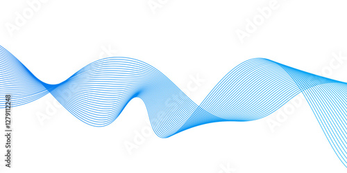 Abstract blend blue wave line science and technology futuristic blue waves,Modern technology background.  Abstract frequency sound wave lines and twisted curve lines background. Line art striped graph