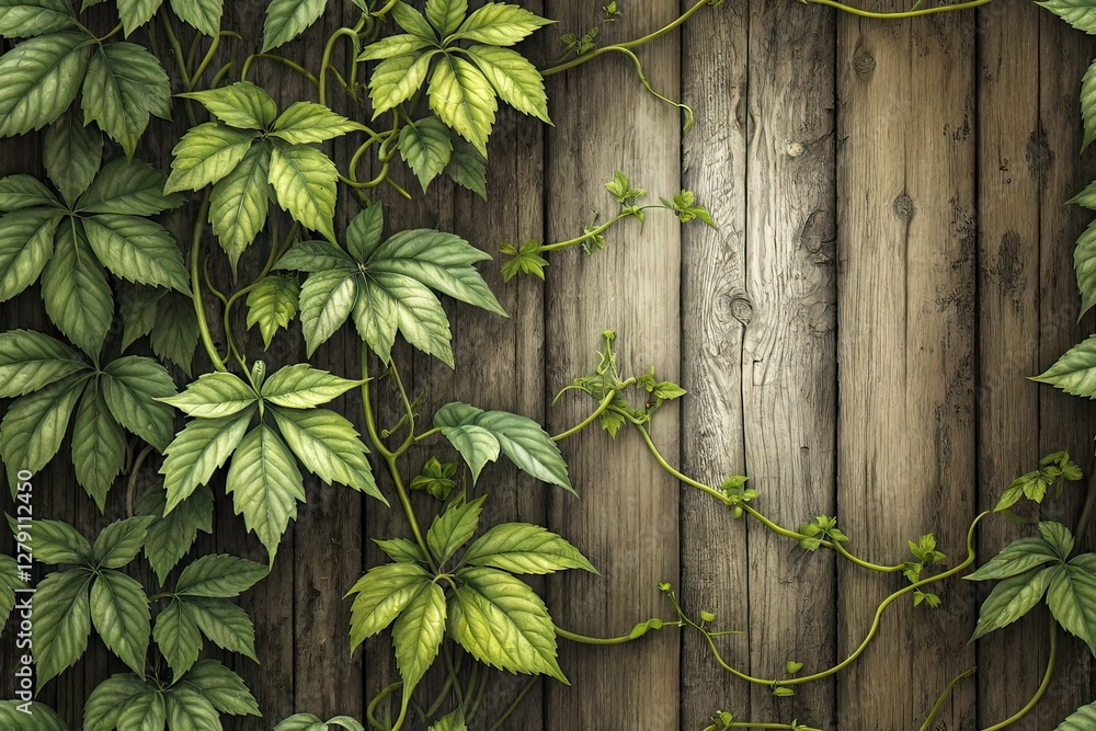 Obraz premium Aged Wood Vine Backdrop AI Photo