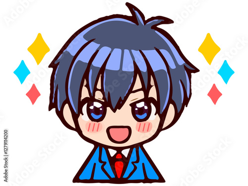 かわいいちびキャラ男子学生のイラスト素材