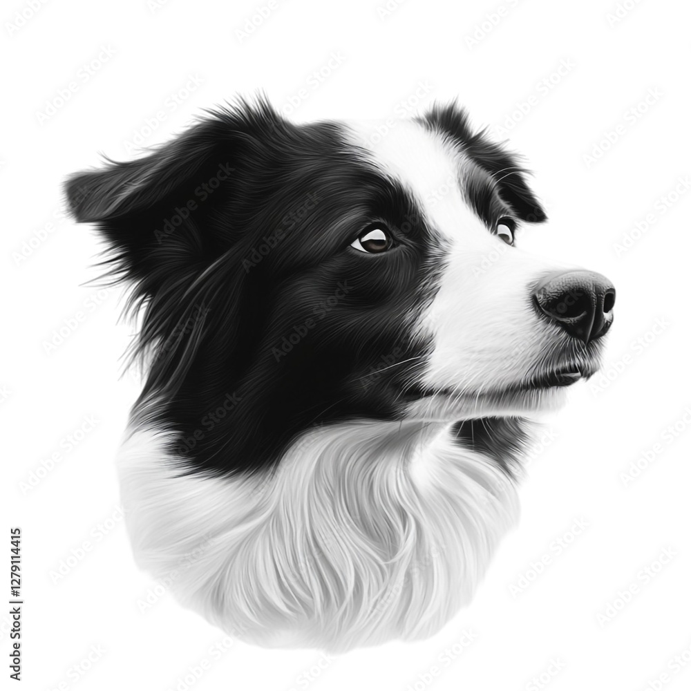 Fototapeta premium Majestic Border Collie Portrait Elegant Dog Breed in Black and White