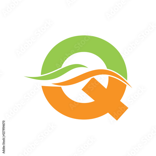 Initial water Logo combine with letter Q vector template