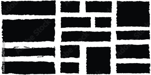 Punk Grunge Torn Paper Vector Set: Jagged Ripped Edges, Scrapbook Collage & Distressed Newspaper Templates