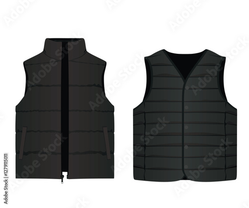 Black vest set. vector illustration