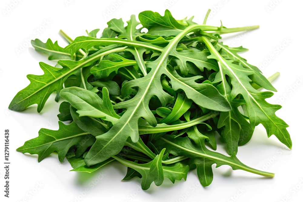 Arugula Salad on White Background - Rule of Thirds Composition Arugula Salad on White Background - Rule of Thirds Composition