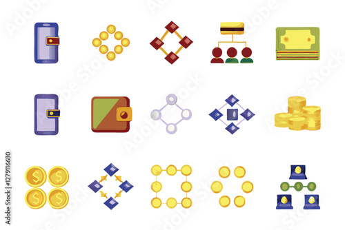 Illustrate a futuristic cityscape representing decentralized finance (DeFi), smart contracts, and ICOs, showcasing blockchain technology integration.