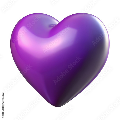 violet heart 3d render, transparent background