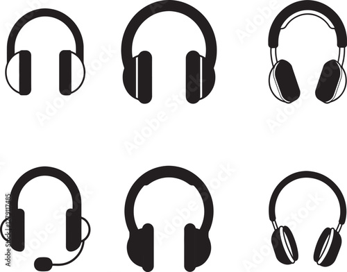 bluetooth headphones icon set on white background