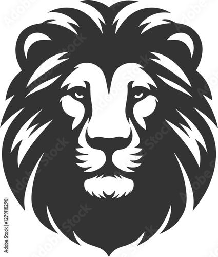 A lion staring into the distance with a wise expression vector silhouette