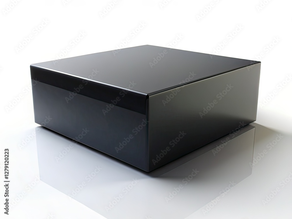 Naklejka premium Black Box Path Isolated White Background, Copy Space