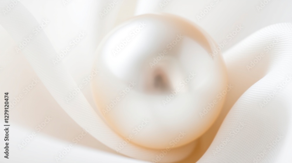 Luminous Pearl on Soft White Silk Fabric Luminous Pearl on Soft White Silk Fabric