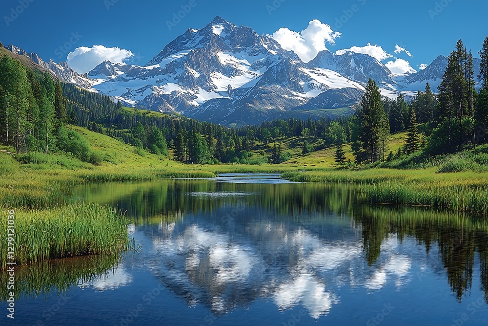 Majestic Mountain Reflection on a Serene Alpine Lake Majestic Mountain Reflection on a Serene Alpine Lake