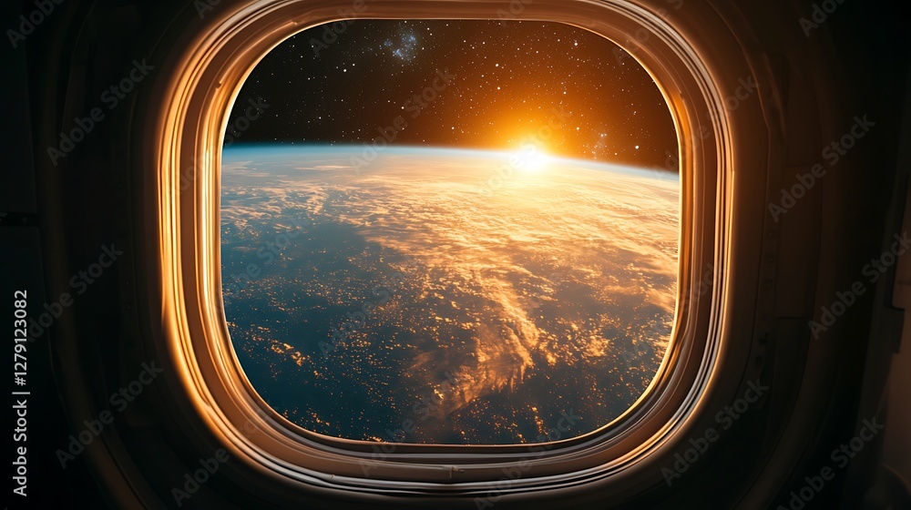 Earthrise from spacecraft window Earthrise from spacecraft window