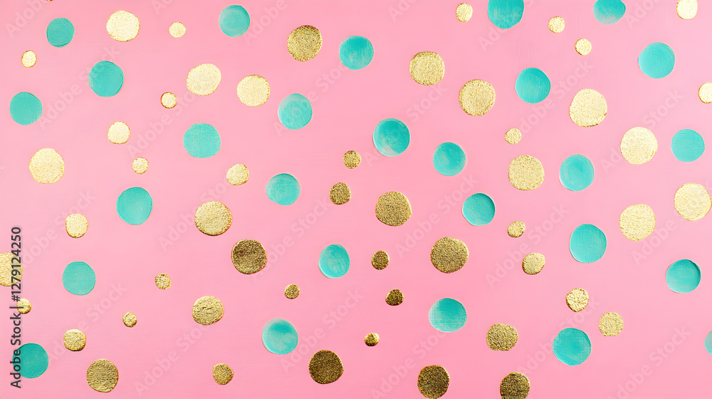 fondo rosa pastel con lunares de circulos de pintura brillante azul y dorada para decorar una plantilla o tarjeta de fondo con textura fondo rosa pastel con lunares de circulos de pintura brillante azul y dorada para decorar una plantilla o tarjeta de fondo con textura
