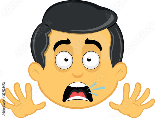 vector illustration yellow emoji character male, with an expression of scare and horror