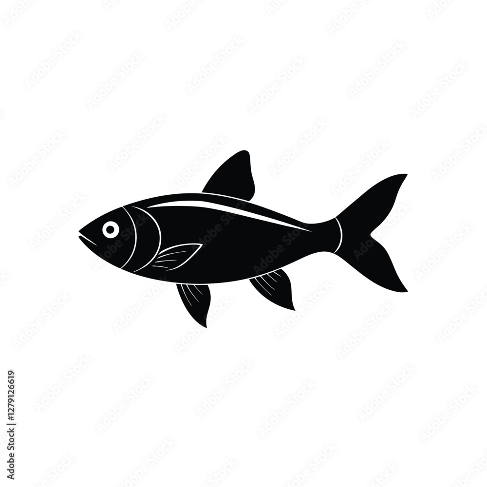 Fototapeta premium Buenos Aires Tetra Silhouette Vector Art and Black Color Buenos Aires Tetra Fish Illustration Design