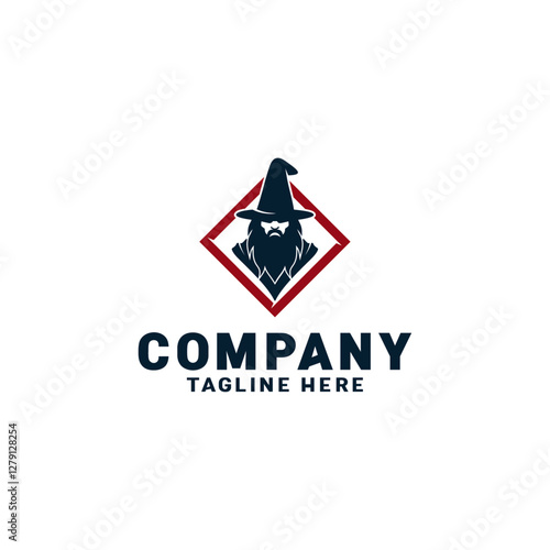 Wizard with long beard logo in vector