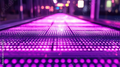 Illuminated Pathway: A Symphony of Purple Lights