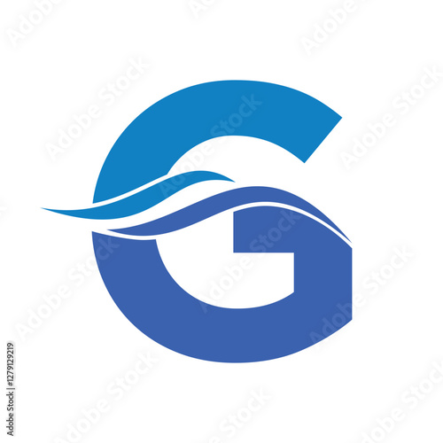 Initial water Logo combine with letter G vector template