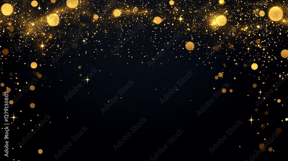 Elegant Golden Bokeh Lights on Dark Backdrop Elegant Golden Bokeh Lights on Dark Backdrop