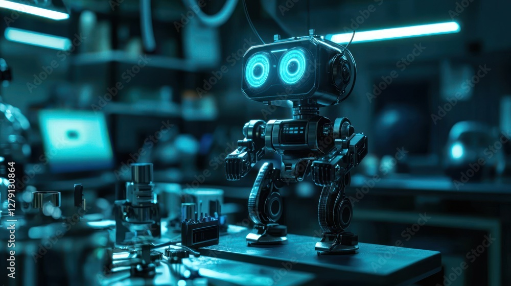 Cybernetic marvel: A futuristic robot in a high-tech laboratory Cybernetic marvel: A futuristic robot in a high-tech laboratory