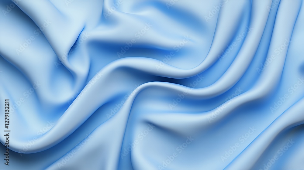 Obraz premium Soft Blue Fabric Draped in Elegant Waves