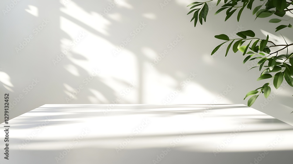 Minimalist white table featuring ample empty space, ideal for contemporary design themes. Minimalist white table featuring ample empty space, ideal for contemporary design themes.