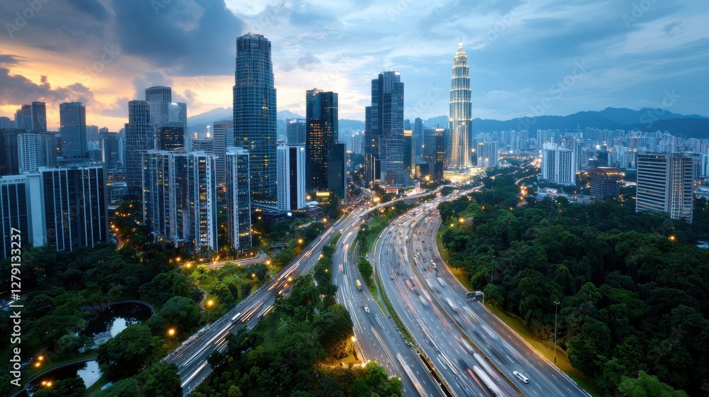 Fototapeta premium Stunning Aerial View of Kuala Lumpur Cityscape