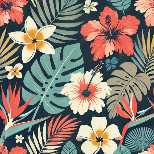 Summer Silhouette Botanical Print Design in Vector