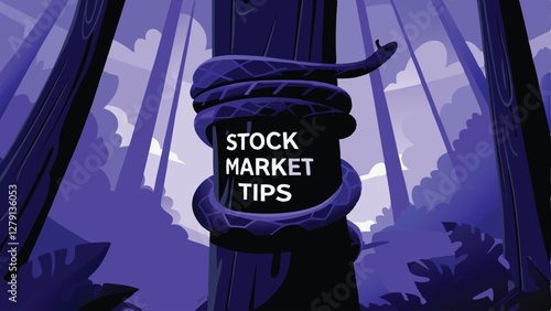 A vibrant green snake tightly coiled around a thick, textured tree trunk, displaying its scales vividly.