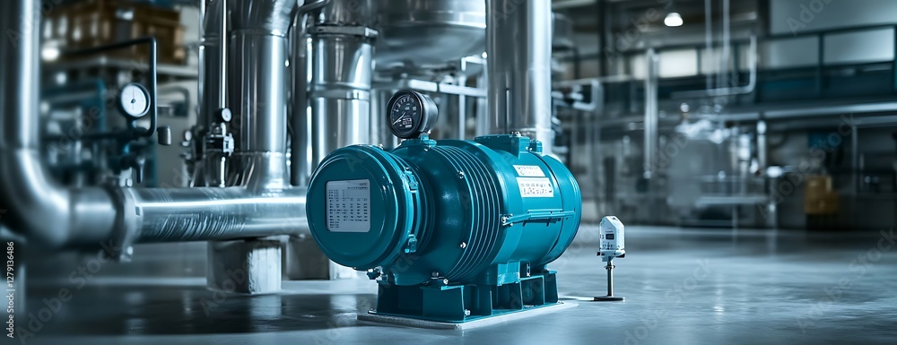 Obraz premium there is a blue machine that is sitting in a building