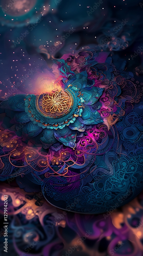 there is a digital painting of a flower with a star in the background there is a digital painting of a flower with a star in the background