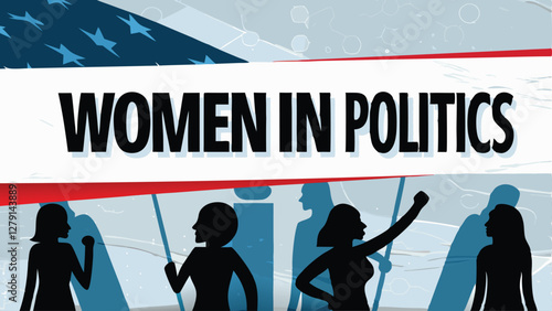 Create a vibrant vector illustration showcasing diverse women in powerful political roles, emphasizing strength, collaboration, and leadership.