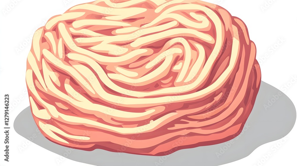Illustration of Pasta Noodles in Pixel Art Style with Beige Color Tone on White Background Illustration of Pasta Noodles in Pixel Art Style with Beige Color Tone on White Background