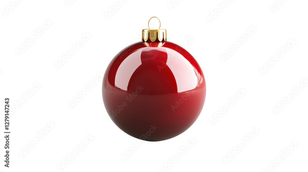 3D red Christmas ornament ball with a glossy isolated on white background 3D red Christmas ornament ball with a glossy isolated on white background