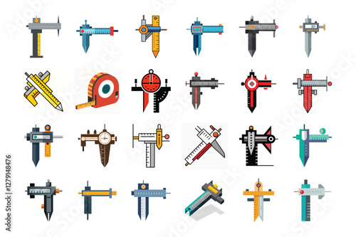 Calipers and Precision Measuring Instruments Vector Illustration