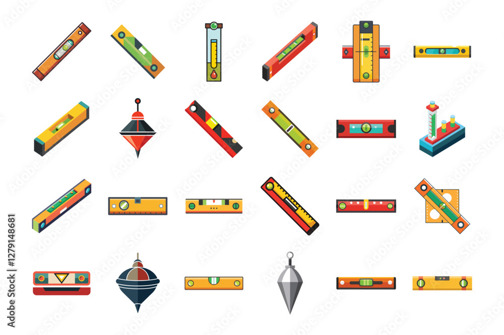 Bandle Plumb Bobs and Alignment Tools Vector Illustration Bandle Plumb Bobs and Alignment Tools Vector Illustration
