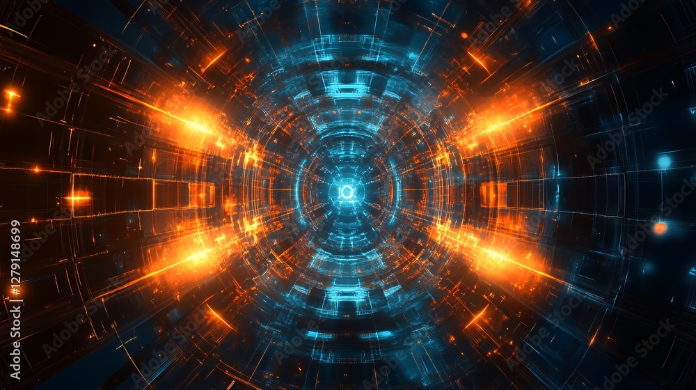 Obraz premium Abstract Futuristic Tunnel Of Light And Energy