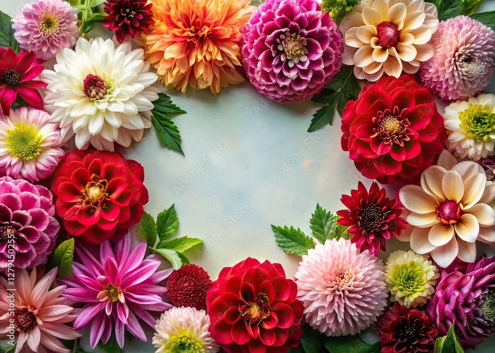 Obraz premium Dahlia Floral Portrait - Red Pink White Brown