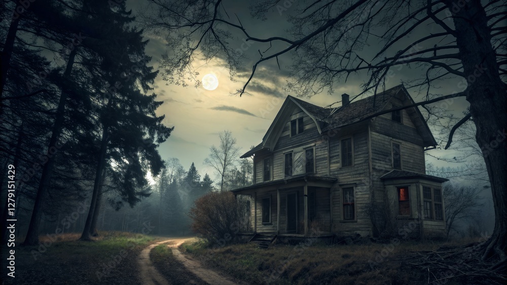 Haunted House in Moonlight Dark Forest, Spooky Landscape, Night Scene, Digital Art, Creepy, Eerie Haunted House, Spooky Landscape Haunted House in Moonlight Dark Forest, Spooky Landscape, Night Scene, Digital Art, Creepy, Eerie Haunted House, Spooky Landscape