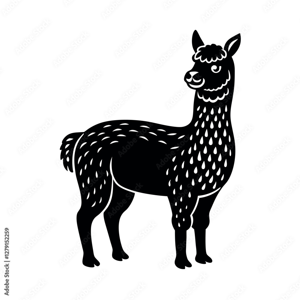 Fototapeta premium Playful Alpaca Silhouette Vector Artwork