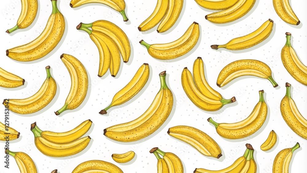 Yellow Banana Seamless Pattern Hand-Drawn Illustration, Fruit Design, Banana Background Banana, Fruit, Pattern Yellow Banana Seamless Pattern Hand-Drawn Illustration, Fruit Design, Banana Background Banana, Fruit, Pattern