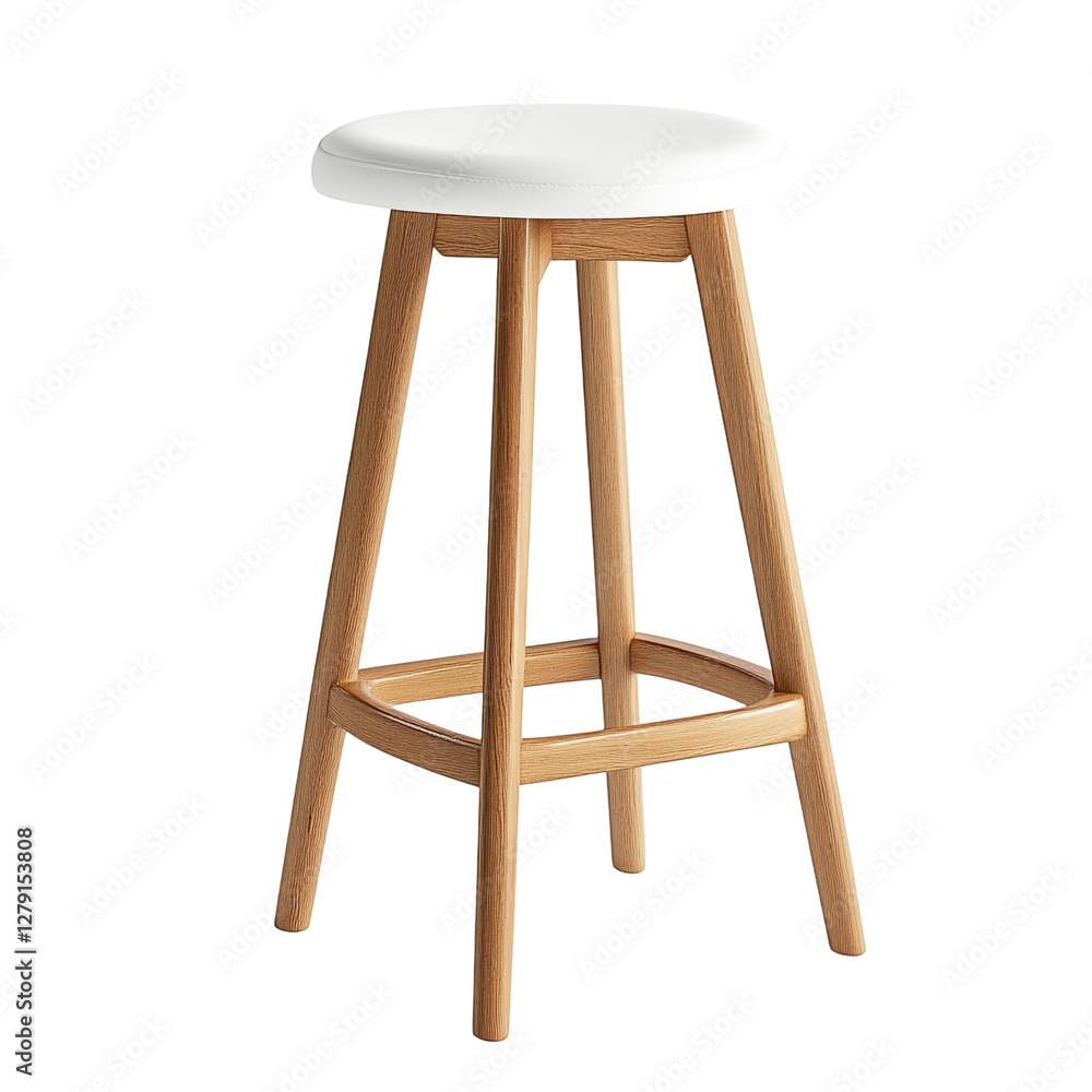 Wooden Bar Stool with White Seat Wooden Bar Stool with White Seat