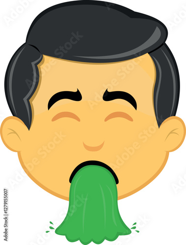 vector illustration yellow emoji character male, intoxicated and throwing vomiting
