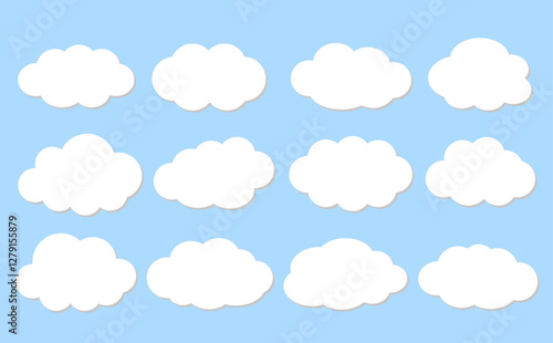 影がついている雲のもくもくフレームセット