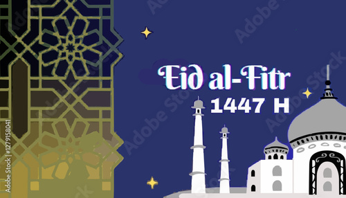 Arabic Typography Eid Mubarak Eid Al-Adha Eid Saeed , Eid Al-Fitr text Calligraphy ,